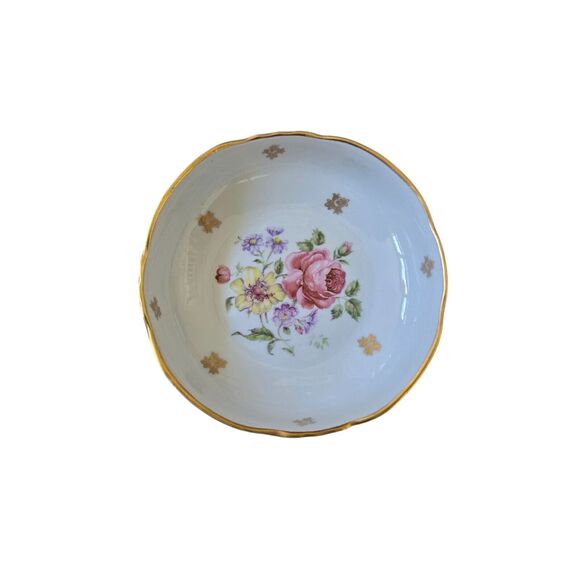 Porcelaine De France 5” Floral And Gold Dish - Picture 1 of 5